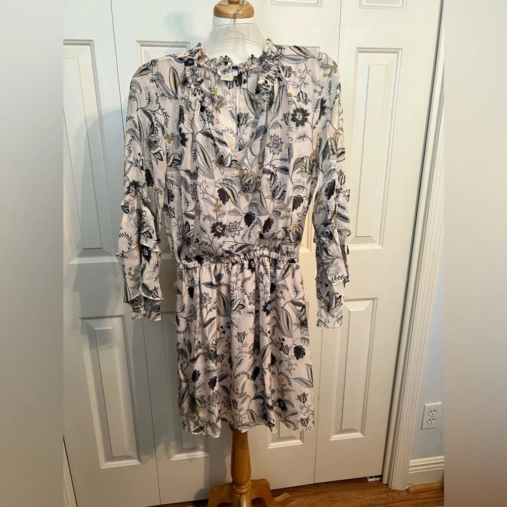 EUC Shoshanna Pale Pink Floral A-Line Silk Dress Size 0 - Picture 4 of 11